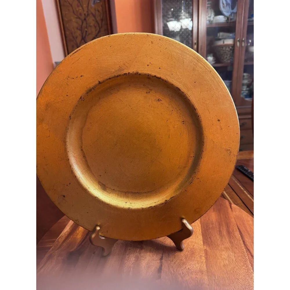 Mervyn’s Handcrafted Gold Vintage Pottery Chargers  MADE IN ITALY